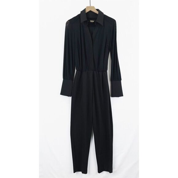 Alexia Admor Jumpsuit Women 8 Black Mesh Classic Modern Cocktail Party Wedding‎ - Picture 1 of 16